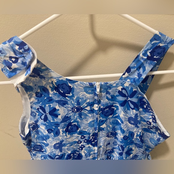 Bonnie Jean Formal Evening Dress Blue and White Flowers - Picture 5 of 5